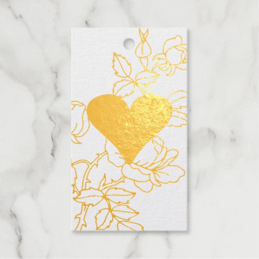 フローラハートパーソナライズされたフォイルギフトラベル ギフトタグ (正面)