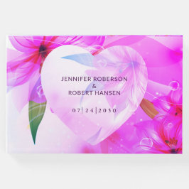 フローラハートパープル結婚ドロップ ゲストブック