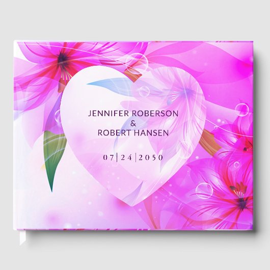 フローラハートパープル結婚ドロップ ゲストブック (正面)