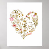 フローラハートピンクニュートラルガール子供部屋デコール ポスター (正面)