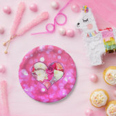 フローラハートピンク《写真》ぼけ味 ペーパープレート (パーティー)