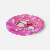 フローラハートピンク《写真》ぼけ味 ペーパープレート (アングル)