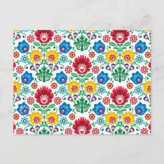 フローラハートフォークアートパターン シーズンポストカード