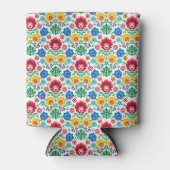 フローラハートフォークアートパターン 缶クーラー (正面)