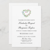 フローラハートフラワーリース。ボタニック結婚ズインビタ 招待状 (正面/裏面)