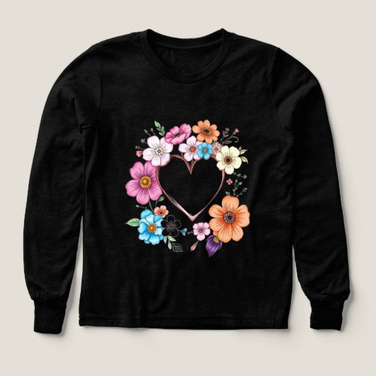 フローラハートフレームロマンチックな手描き花 (デザイン正面)