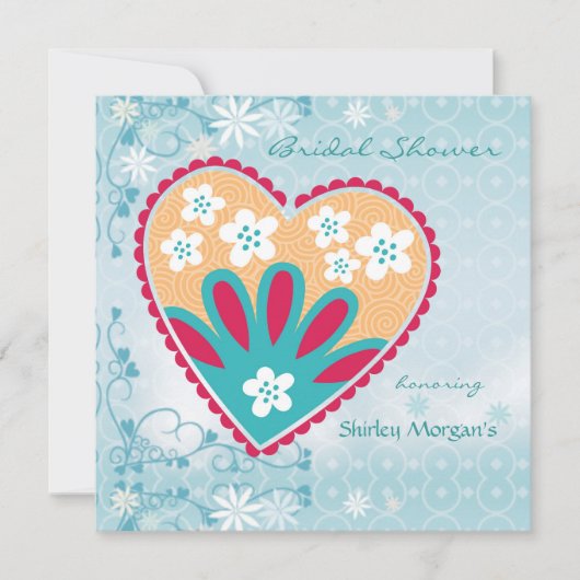 フローラハートブライダルシャワーの招待 招待状 (正面)
