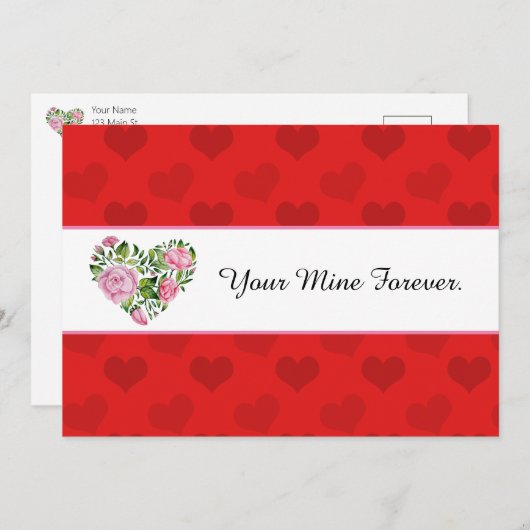 フローラハートブーケバレンタインカード 案内状 (正面/裏面)