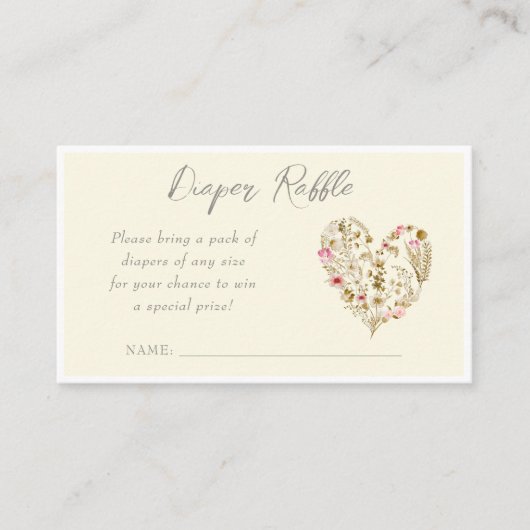 フローラハートベビーイン開花おむつラッフル エンクロージャーカード (正面)