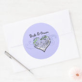 フローラハートペリウィンクルブルーとライムのTouch ラウンドシール (封筒)