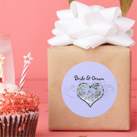 フローラハートペリウィンクルブルーとライムのTouch ラウンドシール (パーティー)