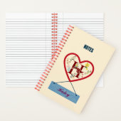 フローラハートモノグラム – 文字Hで名前を付ける ノートブック (内側)