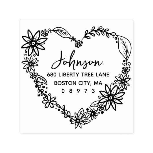 フローラハートリースファミリー差出人住所 セルフインキングスタンプ (デザイン)