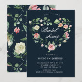 フローラハートリースブライダルシャワー招待 (正面/裏面)