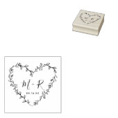 フローラハートリース書道イニシャル ラバースタンプ (押印)