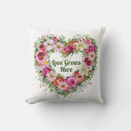 フローラハートリース パーソナライズされた クッション (正面)