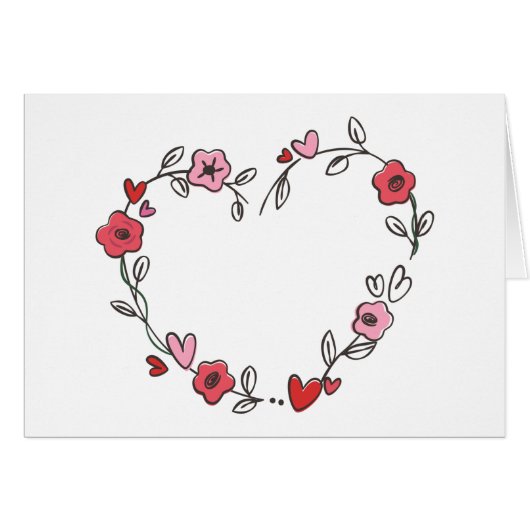 フローラハートレッド&ピンクフラワー&ハートリース (正面横)