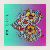 フローラハートロマンパーソナライズされた ジグソーパズル (横)