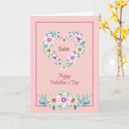 フローラハート付きの姉妹のためのバレンタインデーのカード カード (黄色い花)