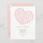 フローラハート保存日付：ピンク 案内ポストカード (正面/裏面)