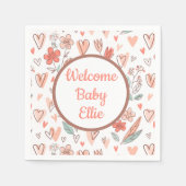 フローラハート名の追加 スタンダードカクテルナプキン (正面)