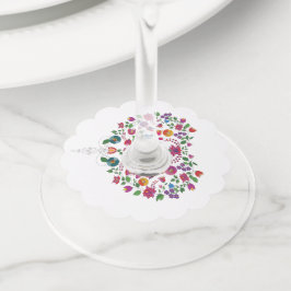 フローラハート図形 ワイングラスタグ