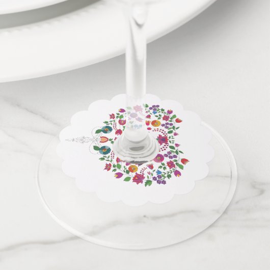 フローラハート図形 ワイングラスタグ (クローズアップ)