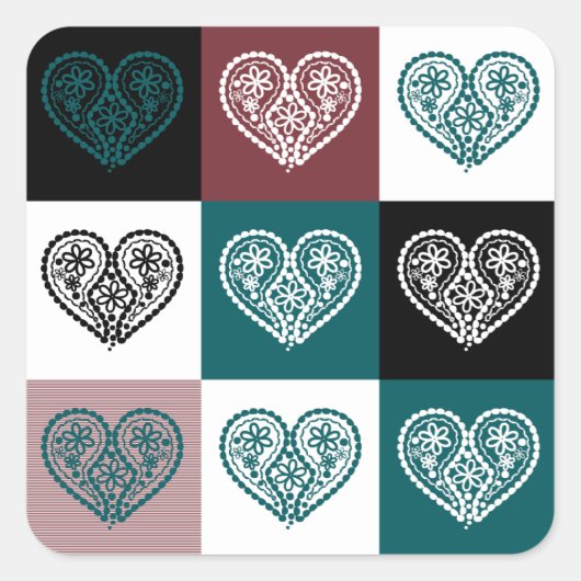 フローラハート型シール スクエアシール (正面)