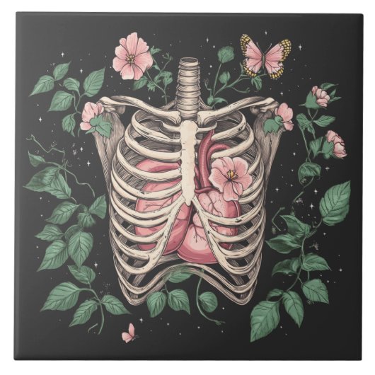 フローラハート植物学イラストレーション タイル (正面)