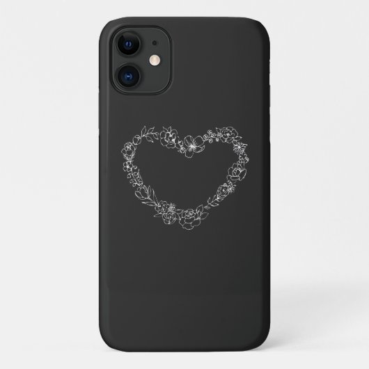 フローラハート白シンプル線 Case-Mate iPhoneケース (裏面)