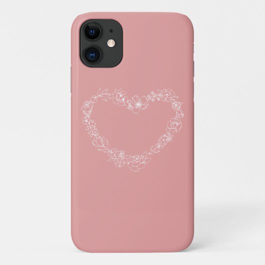 フローラハート輪郭ピンクの白い線 Case-Mate iPhoneケース (裏面)