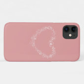 フローラハート輪郭ピンクの白い線 Case-Mate iPhoneケース (裏面(横))