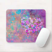 フローラハート金ゴールドアンティーク手書きモノグラム マウスパッド (マウス)