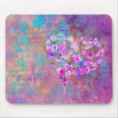 フローラハート金ゴールドアンティーク手書きモノグラム マウスパッド (正面)