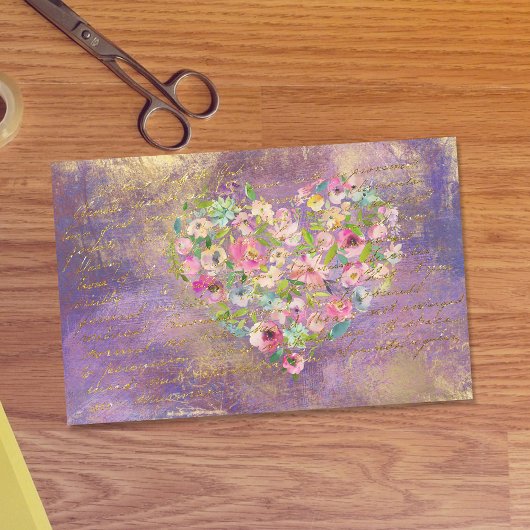 フローラハート金ゴールドアンティーク手書き分離 薄葉紙