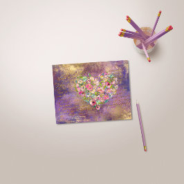 フローラハート金ゴールドアンティーク手書き ポストカード