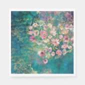 フローラハート金ゴールドロマンチックな手書き分離 スタンダードランチョンナプキン (正面)