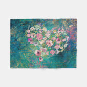 フローラハート金ゴールドロマンチックな手書き フリースブランケット (正面(横))