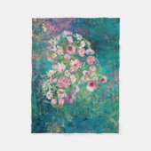 フローラハート金ゴールドロマンチックな手書き フリースブランケット (正面)