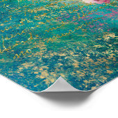 フローラハート金ゴールドロマンチックな手書き ポスター (角)