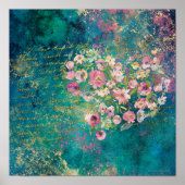 フローラハート金ゴールドロマンチックな手書き ポスター (正面)