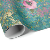 フローラハート金ゴールドロマンチックな手書き ラッピングペーパー (ロールコーナー)