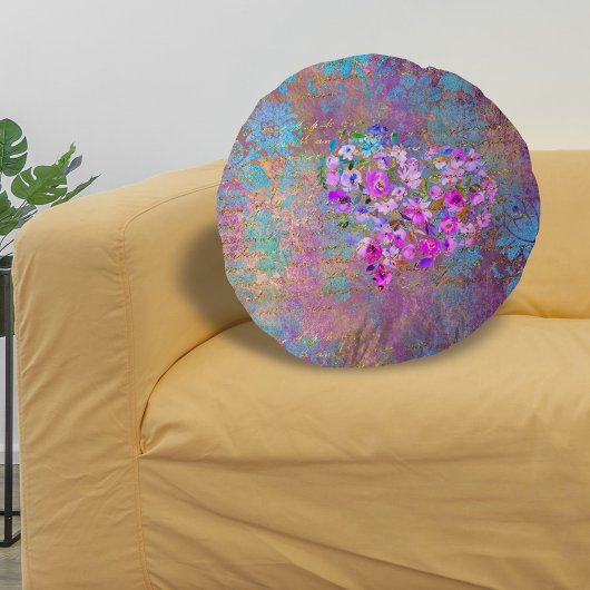 フローラハート金ゴールドヴィンテージ手書き ラウンドクッション