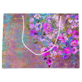 フローラハート金ゴールドヴィンテージ手書き ラージペーパーバッグ (正面)