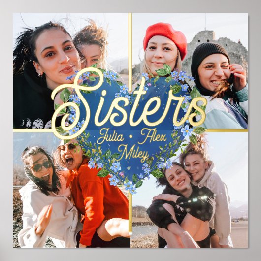 フローラハート4 Photo Collage Sisters BFF Keepsake 箔ポスター (正面)