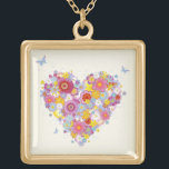 フローラハート ゴールドプレートネックレス<br><div class="desc">蝶とフローラハート – バレンタインデー©に最適® Bigstock® – 全著作権所有。</div>