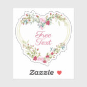 フローラハート(ピンクと赤の階調)カスタム文字 シール (シート)