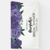 フローラバイオレットパープルブライダルシャワーウェルカムバナー 横断幕 (縦)