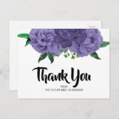 フローラバイオレットパープルブライダルシャワーサンキューカード ポストカード (正面/裏面)