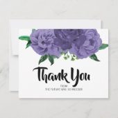 フローラバイオレットパープルブライダルシャワーサンキューカード 招待状 (正面)